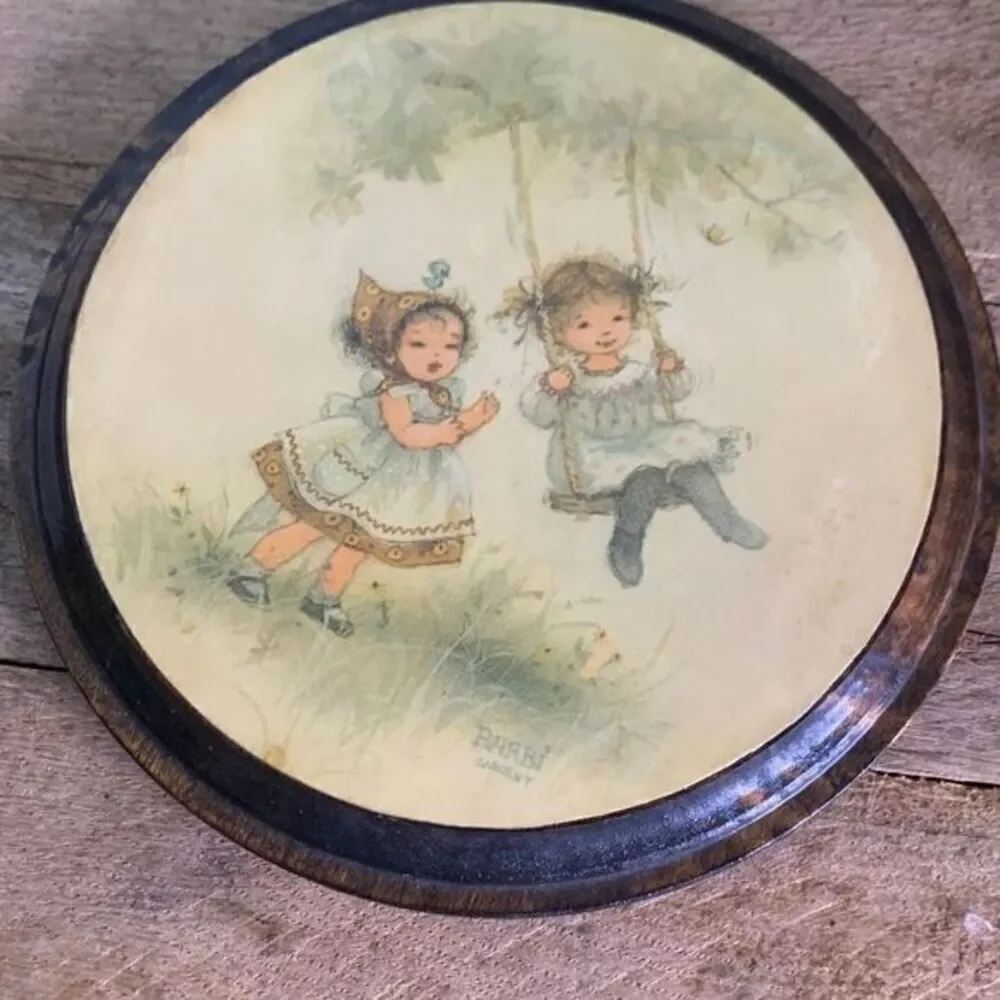 Vintage Barbi Sargent rare wall art‎ wood pictures  girls swinging playing vtg